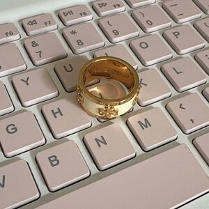 Tory Burch Gold-Tone Logo Ring